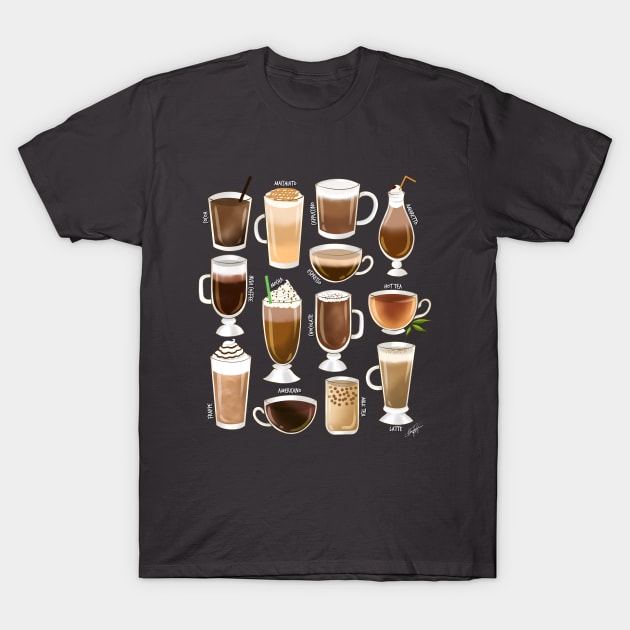 Types of Coffee T-Shirt by art4anj